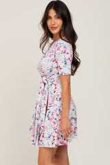 Ivory Floral Waist Tie Dress