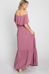 Mauve Off Shoulder Maxi Dress