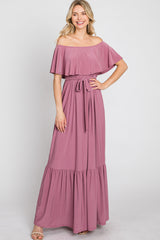 Mauve Off Shoulder Maxi Dress