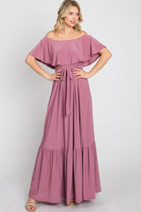 Mauve Off Shoulder Maxi Dress