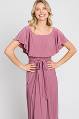 Mauve Off Shoulder Maxi Dress