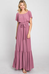 Mauve Off Shoulder Maxi Dress