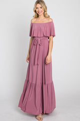 Mauve Off Shoulder Maxi Dress