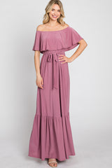 Mauve Off Shoulder Maxi Dress