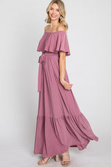 Mauve Off Shoulder Maxi Dress