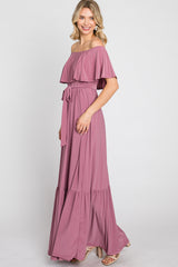 Mauve Off Shoulder Maxi Dress