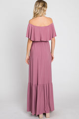 Mauve Off Shoulder Maxi Dress