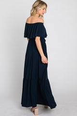 Navy Blue Off Shoulder Maxi Dress