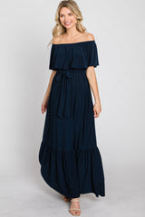 Navy Blue Off Shoulder Maxi Dress