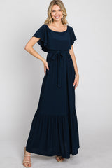 Navy Blue Off Shoulder Maxi Dress