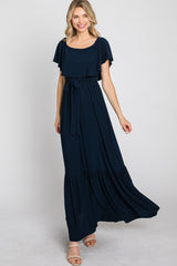 Navy Blue Off Shoulder Maxi Dress