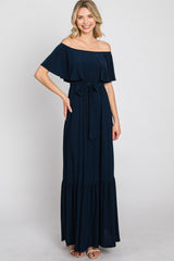 Navy Blue Off Shoulder Maxi Dress