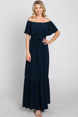 Navy Blue Off Shoulder Maxi Dress