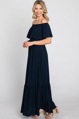 Navy Blue Off Shoulder Maxi Dress