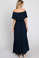 Navy Blue Off Shoulder Maxi Dress