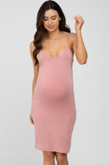 Pink Thin Strap Maternity Dress