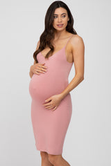 Pink Thin Strap Maternity Dress