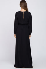 Black Wrap Front Chiffon Maternity Gown