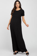 Black Empire Waist Maternity Maxi Dress