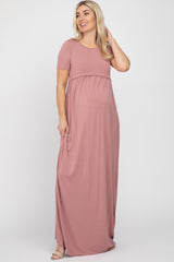 Mauve Empire Waist Maternity Maxi Dress