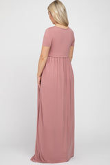 Mauve Empire Waist Maternity Maxi Dress