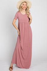 Mauve Empire Waist Maternity Maxi Dress