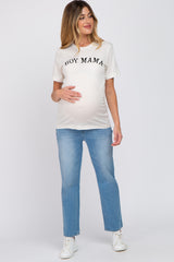 Ivory "BOY MAMA" Graphic Maternity Tee