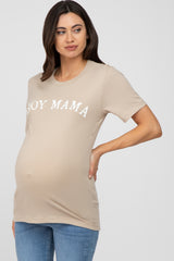 Beige "BOY MAMA" Graphic Maternity Tee