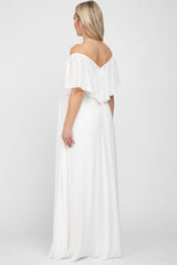 Ivory Chiffon Off Shoulder Maternity Gown