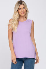 Lavender Sleeveless Side Slit Maternity Top