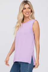 Lavender Sleeveless Side Slit Top