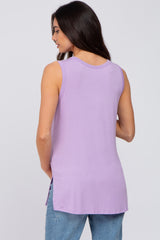 Lavender Sleeveless Side Slit Maternity Top