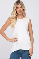 Ivory Sleeveless Side Slit Maternity Top