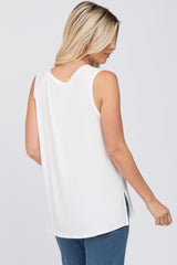 Ivory Sleeveless Side Slit Top