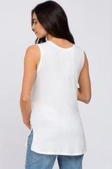 Ivory Sleeveless Side Slit Maternity Top