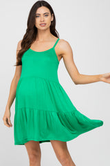 Green Tiered Maternity Tank Dress