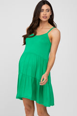 Green Tiered Maternity Tank Dress