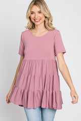 Mauve Tiered Short Sleeve Top