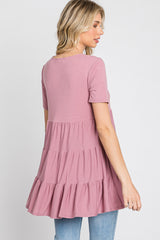 Mauve Tiered Short Sleeve Top