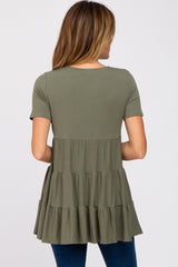 Olive Tiered Short Sleeve Top