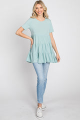 Mint Green Tiered Short Sleeve Top