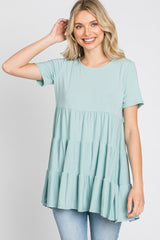 Mint Green Tiered Short Sleeve Top