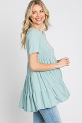 Mint Green Tiered Short Sleeve Top