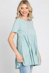 Mint Green Tiered Short Sleeve Top