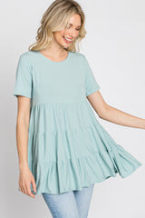 Mint Green Tiered Short Sleeve Top