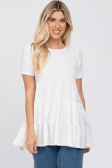 Ivory Tiered Maternity Short Sleeve Top