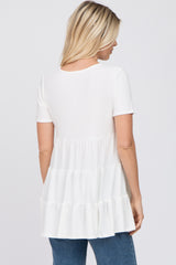 Ivory Tiered Short Sleeve Top