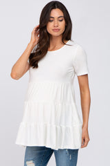 Ivory Tiered Maternity Short Sleeve Top