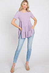 Lavender Tiered Short Sleeve Top