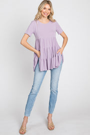 Lavender Tiered Short Sleeve Top